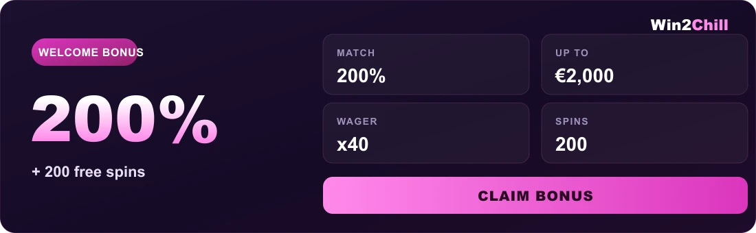 Win2Chill Casino welcome bonus